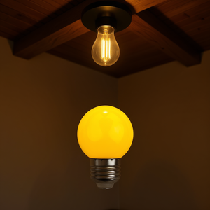E27 1W 230V Yellow LED Spherical <b>Bulbs</b> - Product Image 3