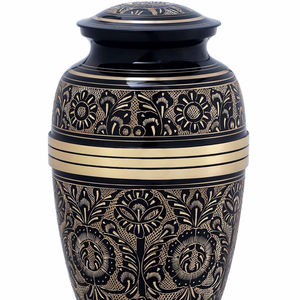 Urna Funeraria de Aluminio Grabada de Diseño Moderno en Negro y Dorado de Fábrica de Origen, para Cenizas Humanas, Capacidad de 3-4L, OEM IO - Product Image 1