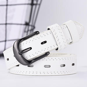 Teenager Double Sides Leather <b>Belt</b> for <b>Men</b> Black and Brown Dress <b>Belt</b> With <b>White</b> Lines Stitching With Custom Logo - Product Image 2