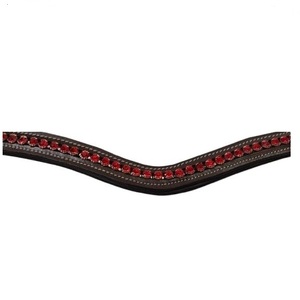 Diadema Clásica de Cuero con Cristales Rojos de 6 mm para Caballo, Piezas de Brida, Impresionantes Cristales - Product Image 1