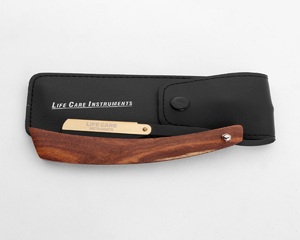 Maquinilla de afeitar de borde recto clásica profesional para hombre, afeitadora de barba de corte de garganta, afeitadora de barba de peluquero con mango de madera - Product Image 1