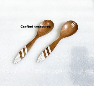 Kitchen Decor Cutlery Wood And <b>Resin</b> Salad Cutlery With <b>Resin</b> Handle Spoon Multiple <b>Colour</b> Designs Kitchen Accessories for Home - Product Image 2