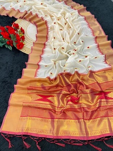 Sari de Seda Suave Kanjvram con Zari de Oro Puro, Diseño Indio Tradicional Étnico para Bodas, Fiestas Clásicas, Ropa de Novia para Mujer - Product Image 4
