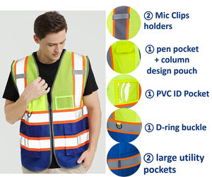 เสื้อกั๊กเซฟตี้มีหลายกระเป๋า,เสื้อกั๊กเซฟตี้สะท้อนแสงมองเห็นได้ชัดเจนเสื้อใส่ทำงานใส่ทำงานตอนกลางคืน - Product Image 3