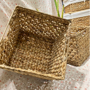 Panier en fibre naturelle motif fleur de jacinthe d'eau avec cadre en fer Organisateur de maison élégant et durable Organisateur de blanchisserie - Product Image 5