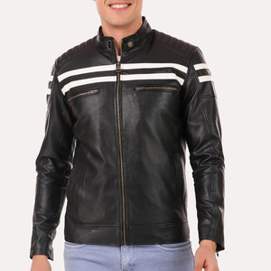 Precio bajo, entrega rápida, estilo cremallera, chaqueta de motorista para hombre, recién llegada, impermeable, diseño OEM, chaqueta de cuero, Parte delantera personalizada - Product Image 1