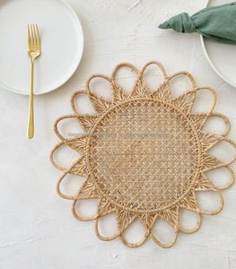 Handmade Eco-friendly <b>Round</b> <b>Placemats</b> Set of 6 Woven Natural Water Hyacinth <b>Placemats</b> for Dining - Product Image 2