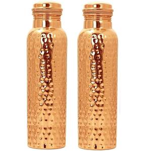Bouteille d'eau martelée en cuivre brillant Pure Copper Ayurveda Health Drinkware for Yoga for Health Benefits - Product Image 4