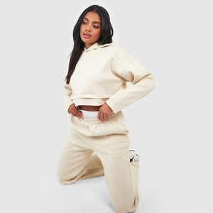 OEM Personnalisable Femmes Casual Crop Hoodie Pullover Surdimensionné Polaire Survêtements Logo Caractéristique Plus Size-pour l'hiver Survêtement - Product Image 5