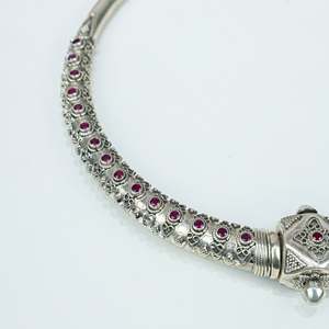 Tridha Fine Chokers <b>Necklaces</b> <b>Ruby</b> and Rawa Work 925 Silver Hasli - Product Image 2