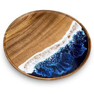 High Quality <b>Round</b> Shape Epoxy & Wooden <b>Serving</b> <b>Tray</b> Unique Design for Home Use Wholesale Price Trending - Product Image 2