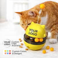 Distributeur de friandises pour chat OEM personnalisé, écologique, moderne, à double boule roulante, ouvertures réglables, tige interactive, EN CE