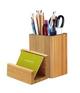 Mangowood Wooden <b>Pen</b> Holder Cup and Desk Business Card Holder Stand for Office Home School 2 Packs Stand <b>Multi</b> Purpose Use - Product Image 1