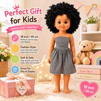 TUSALMO Muñeca de Vinilo Suave Personalizada al por Mayor de 18 Pulgadas, Juguete Educativo para Niñas, Cabello Rizado, Negra, Edad 3+, OEM ODM Personalizado