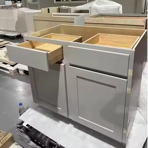 Conjunto de armario de cocina de madera maciza estilo coctelera gris de alta calidad hecho en fábrica en Vietnam listo para ensamblar con diseño de EE. UU. - Product Image 4