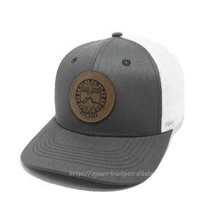 OEM Custom Gray/<b>White</b> Leather Logo Patch Trucker <b>Hats</b> Fashionable Outdoor/Casual Mesh Headwear with Customized Logo in Vietnam - Product Image 2