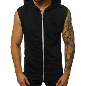 OEM Sweats à capuche pour hommes Gym sans manches sweat à capuche pour hommes Impression personnalisée débardeurs à capuche d'entraînement en coton uni de haute qualité pour couper le muscle - Product Image 6