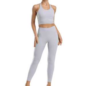 Stylish Womens Seamless Yoga Set High Waist Elastic <b>Leggings</b> <b>with</b> Sports Bra Perfect for Running and Fitness Sessions - Product Image 6