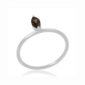 Fabrication en gros de bagues en argent sterling 925 de haute qualité avec pierre de quartz fumé naturelle, stock disponible, bague minimaliste à bas prix - Product Image 1