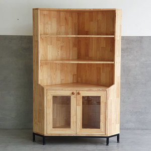 Mueble de Esquina de Diseño Minimalista 70x70x140cm de Madera de Caucho con Patas de Hierro KGT68023 - Product Image 2