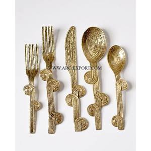 ชุดเครื่องใช้บนโต๊ะอาหารอุปกรณ์บนโต๊ะอาหารอุปกรณ์ขัดกระจกทำจากสแตนเลสมีด้ามชุบทอง - Product Image 4