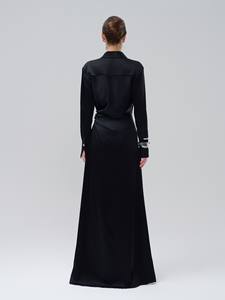 Meilleures ventes de robe pour femmes à col rabattu Robe longue Couture Caryin Vêtements pour femmes en tissu écologique Fabricant de vêtements blancs - Product Image 2