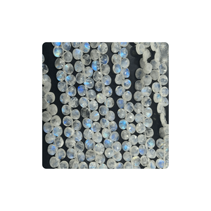 Briolette con forma de corazón facetado de piedra lunar arcoíris rosa, 7mm, aproximadamente 8 pulgadas, hebra, fabricación de joyas Premium certificada, novedad - Product Image 6