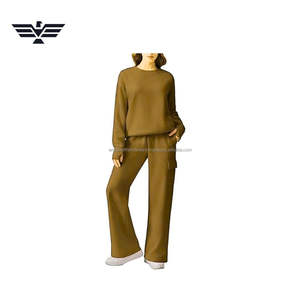 Wholesale Premium <b>Women's</b> Hooded Casual Black Two-Piece <b>Lounge</b> Set | Short Sleeve Top Wide Leg Cargo <b>Pants</b> | Solid Front - Product Image 4