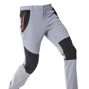 Men Outdoor Hiking Polyester Pants Quick Dry Breathable <b>Waterproof</b> Straight Leg Trekking <b>Trousers</b> with Knee Pockets - Product Image 3
