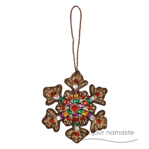 Ornamento natalizio con fiocco di neve fatto a mano con perline | Ornamento da ricamo artigianale con decorazione invernale Eco Friendly - Product Image 1
