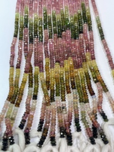 Venta al por mayor Multi-Turmalina 3-3,5 MM Faceted Rondelle Shape Stone Beads para la fabricación de joyas - Product Image 2
