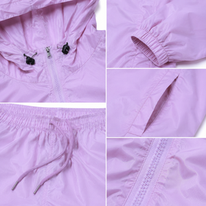Conjunto Deportivo Informal Unisex Ligero con Capucha, Color Morado Sólido, Manga Larga con Cremallera, Pantalones Cortos, Ropa Deportiva de Verano para Adultos - Product Image 6