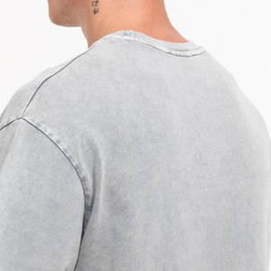 Venta al por mayor de los hombres de gran tamaño ácido lavado camiseta Vintage lavado de algodón liso logotipo personalizado transpirable personalizable camiseta en blanco - Product Image 6