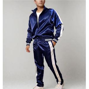 Wholesale Winter Comfortable Men's Tracksuit Custom Embroidered Logo Oversized 2-Piece Nylon Satin Drawstring Hoodie <b>Trouser</b> Set - Product Image 2