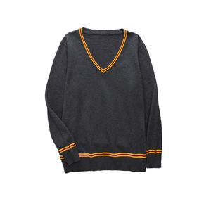 Pulls en tricot décontractés pour femmes à col en V pour l'hiver, longueur régulière, fin, calibre 7 GG, 100% coton/acrylique - Product Image 1