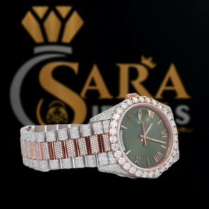 นาฬิกาผู้ชายหรูหราประดับเพชรโมอิสซาไนต์สีโรสโกลด์เต็มเรือน ยอดนิยมสำหรับแฟชั่นและงานปาร์ตี้ มีจำหน่ายในราคาที่ดีที่สุด - Product Image 1