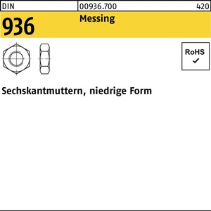 น็อตหกเหลี่ยมทองเหลือง 50 ชิ้น DIN 936 M 16 ประเภทสินค้า: น็อต - Product Image 1