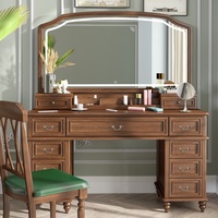 Table de toilette américaine rétro de luxe surdimensionnée multifonctionnelle en bois massif pur Yicheng avec éclairage LED à vendre
