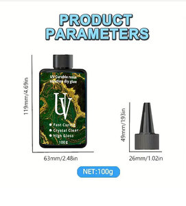 เรซิ่น UV ใสแข็ง (10 กรัม/25 กรัม/100 กรัม/500 กรัม) ไม่มีกลิ่น เรซิ่น UV สีเหลืองน้อย (สีแดง/น้ำเงิน/เขียว) - Product Image 2