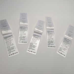 Etiquette de contenu personnalisée en satin de haute qualité à impression offset Etiquette d'entretien recyclée à la mode pour vêtements écologiques étiquette de vêtement pour le lavage - Product Image 6