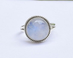 แหวนคลาสสิกสเตอริงสีเงิน925ของผู้หญิงชุดฝาหินอัญมณีมูนสโตนธรรมชาติสำหรับงานแต่งงานครบรอบวันแต่งงานการหมั้นสวมใส่ทุกวัน - Product Image 2