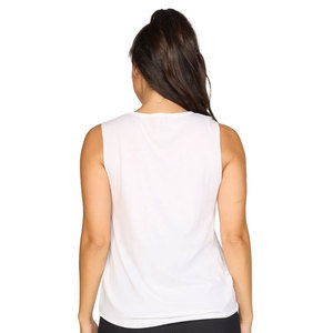 Débardeur en jersey de viscose blanc premium, coupe décontractée et drapée, modèle Jesse Plus, tricoté, col ras du cou, sans manches, pour superposition - Product Image 2