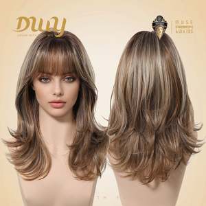 Jule C-DWY New Technology 18-Inch Shoulder-Length Caramel Latte Synthetic <b>Wig</b> Bionic Silk Top Glueless Design Stock Available! - Product Image 6