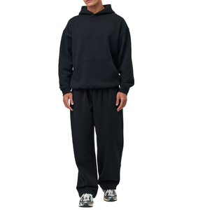 Survêtement décontracté surdimensionné pour homme, lavage à l'acide personnalisé, fabricant, sweat-shirt uni à capuche, pantalon de jogging à cordon de serrage, ample, lourd - Product Image 2