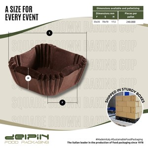 Fabriqué en Italie, personnalisable, papier sulfurisé brun carré, jetable, double paroi, recyclable, moules à cupcakes, qualité alimentaire - Product Image 2