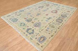 Tapis en laine Oushak noué à la main de qualité supérieure, écologique, antidérapant, lavable, à poils bouclés doux, 100% laine, pour sols, cuisine, bureau, usage domestique - Product Image 4