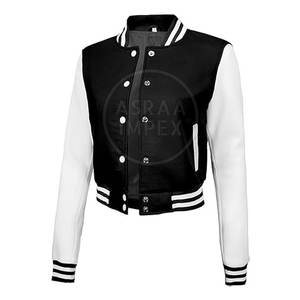 Veste Letterman surdimensionnée à col montant pour femme Matériau tricoté durable Confortable et respirant - Product Image 2