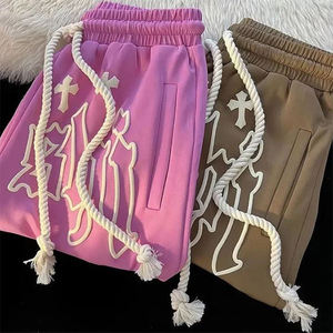 Vintage 100% coton personnalisé 3D mousse bouffée impression surdimensionné Streetwear Shorts athlétiques avec cordon de serrage taille hommes femmes unisexe - Product Image 3