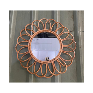 Rattan <b>mirror</b> decorative oval wall accent, <b>wicker</b> frame and glass panel, hallway or bathroom decor, made in Vietnam, Premium - Product Image 2