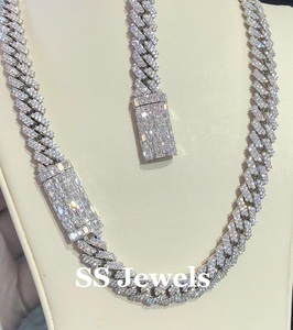 12mm <b>Real</b> VVS1 Moissanite Brilliant Cut Cuban Link Chain BustDown Miami <b>Necklace</b> Rappers Hip Hop Style 22inch 925 Sterling - Product Image 4